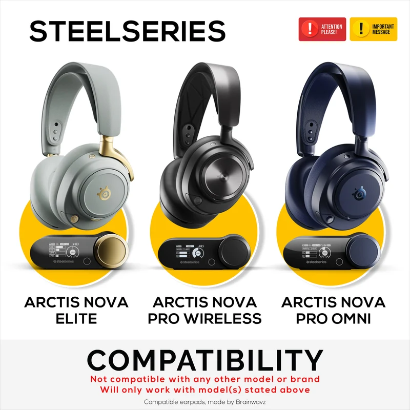 Coussinets d'oreille en tissu pour casques Steelseries Arctis Nova Pro Wireless, Nova Pro Omni et Nova Elite, en maille respirante et mousse à mémoire de forme haute densité.