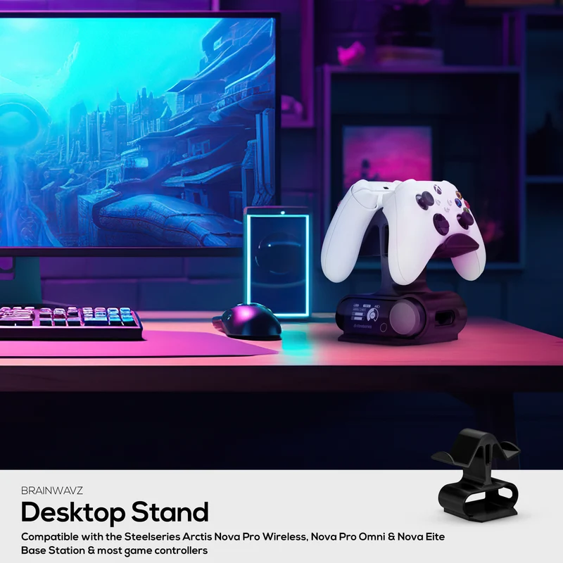 Support double pour manettes et station de base sans fil - Compatible avec les casques SteelSeries Arctis Nova Pro Wireless, Nova Pro Omni et Nova Elite - Permet de ranger 2 manettes et une batterie de rechange