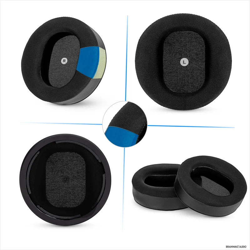 Coussinets d'oreille de rechange hybrides et inclinés pour casques Audeze Maxwell (GEN 1), en gel souple, tissu respirant doux et soyeux avec cuir PU et mousse à mémoire de forme