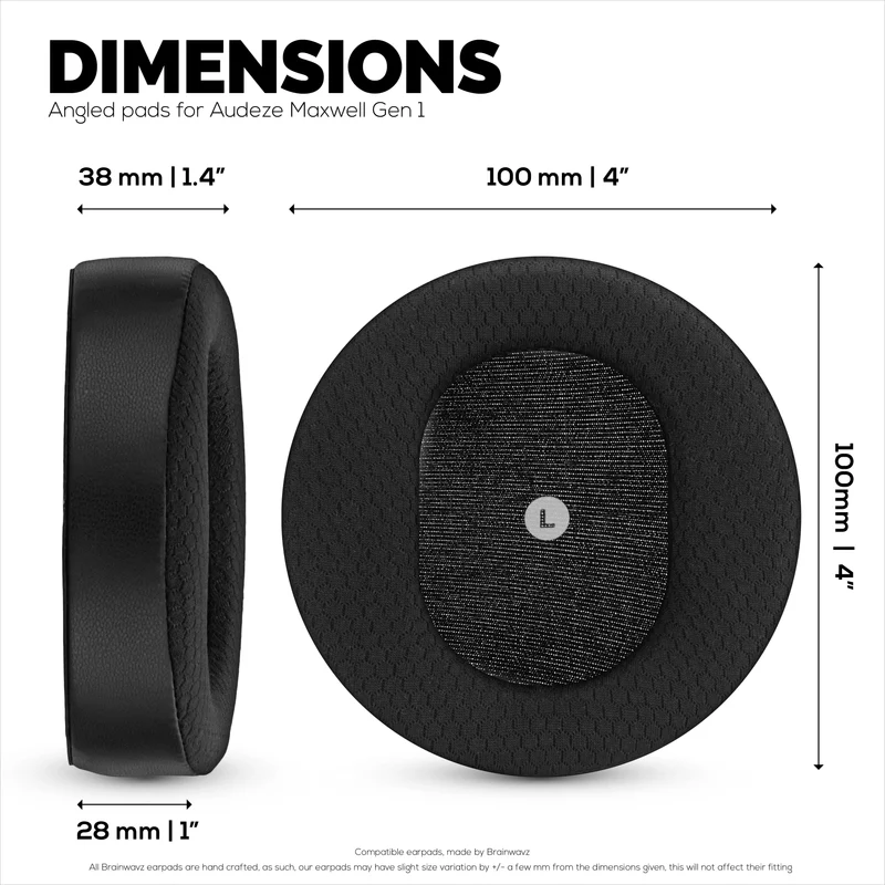 Coussinets d'oreille de rechange hybrides et inclinés pour casques Audeze Maxwell (GEN 1), en gel souple, tissu mesh respirant avec cuir PU et mousse à mémoire de forme