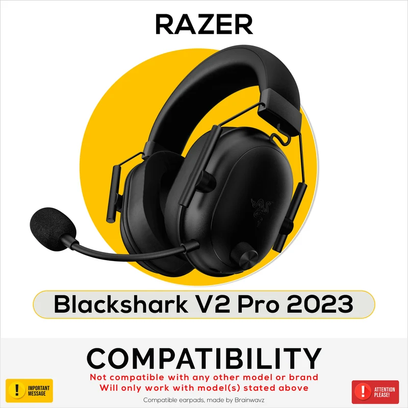 Coussinets d'oreille en tissu mesh pour casque Razer Blackshark V2 Pro 2023 - Tissu mesh respirant et mousse à mémoire de forme haute qualité