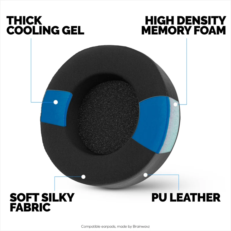 Coussinets d'oreille de rechange hybrides pour casque filaire Corsair Virtuoso PRO, en gel souple, tissu respirant avec cuir PU et mousse à mémoire de forme