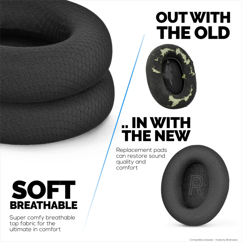 Coussinets en tissu maillé pour casques Razer Kraken V4/V4 Pro V4 X V3/V3 Pro V3 X Kitty V3 Pro Kitty V3 X – Tissu en maille respirant et mousse à mémoire de forme de haute qualité