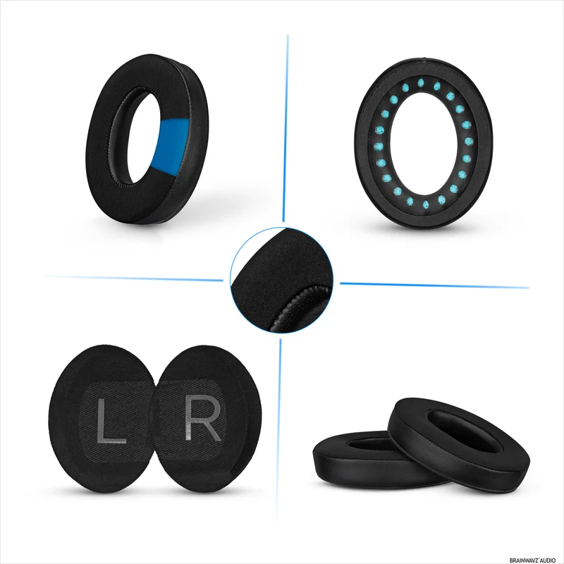 Coussinets de rechange hybrides pour casque sans fil Bose QuietComfort 45 (QC45), en gel souple, tissu respirant avec similicuir et mousse à mémoire de forme, pour un confort optimal.