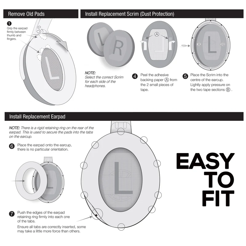 Coussinets de rechange hybrides pour casque sans fil Bose QuietComfort 45 (QC45), en gel souple, tissu respirant avec similicuir et mousse à mémoire de forme, pour un confort optimal.