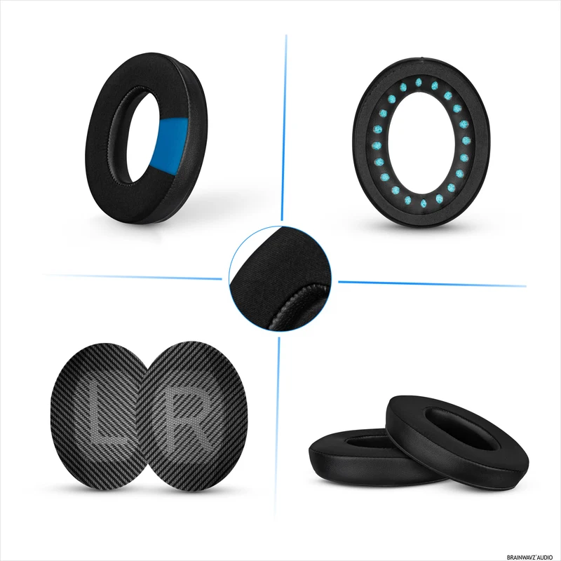 Coussinets de rechange hybrides pour casque sans fil Bose QuietComfort 35 (QC35), en gel souple, tissu respirant avec similicuir et mousse à mémoire de forme