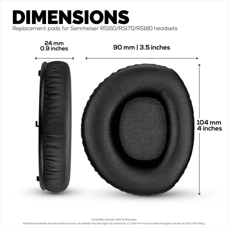 Oreillettes de remplacement pour écouteurs Sennheiser RS160, RS170, RS180, HDR160, HDR170 et HDR180