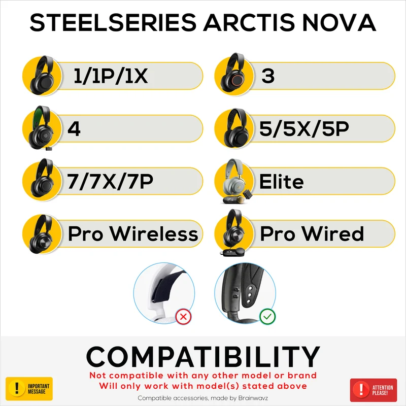 Bandeau de remplacement pour SteelSeries Arctis Nova 7P, 7X et autres modèles – Bandeau de suspension élastique riche en coton avec 3 réglages de taille