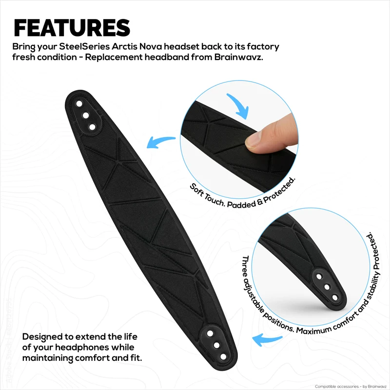 Bandeau de remplacement pour SteelSeries Arctis Nova 7P, 7X et autres modèles – Bandeau de suspension élastique riche en coton avec 3 réglages de taille