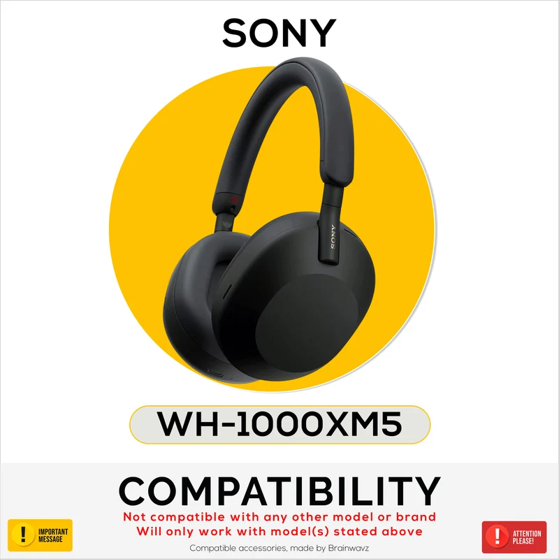 Ensemble de protections en silicone pour casque Sony WH-1000XM5 : arceau, oreillettes et coussinets – Résistant à la transpiration et à la poussière, antidérapant et facile à installer