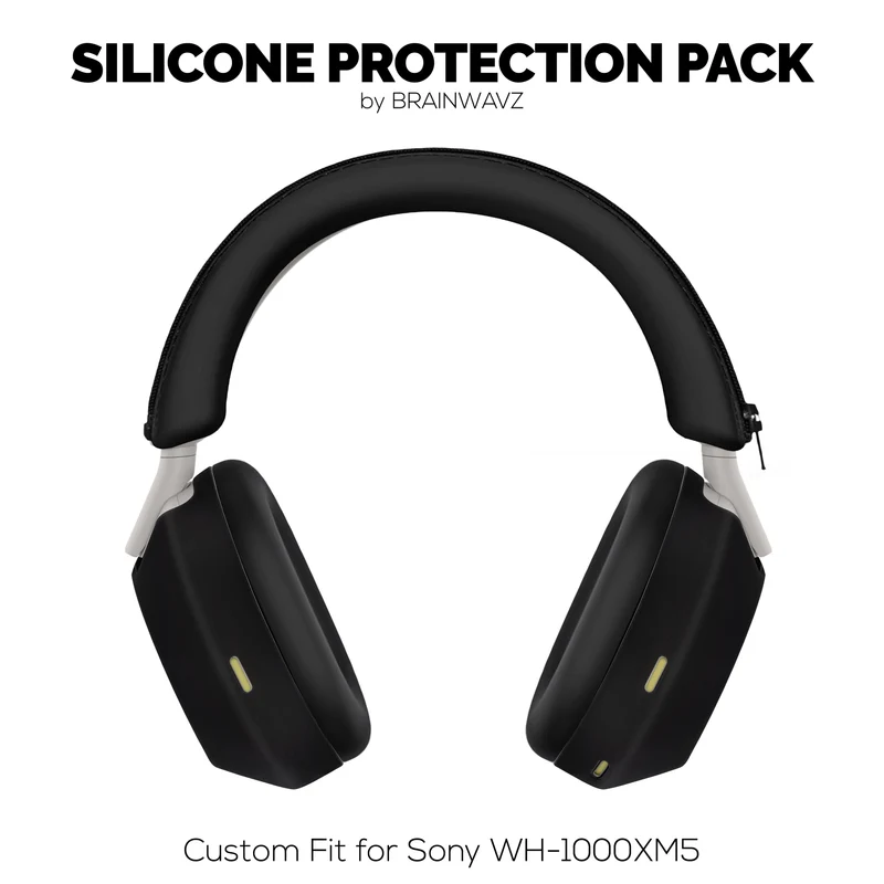 Ensemble de protections en silicone pour casque Sony WH-1000XM5 : arceau, oreillettes et coussinets – Résistant à la transpiration et à la poussière, antidérapant et facile à installer