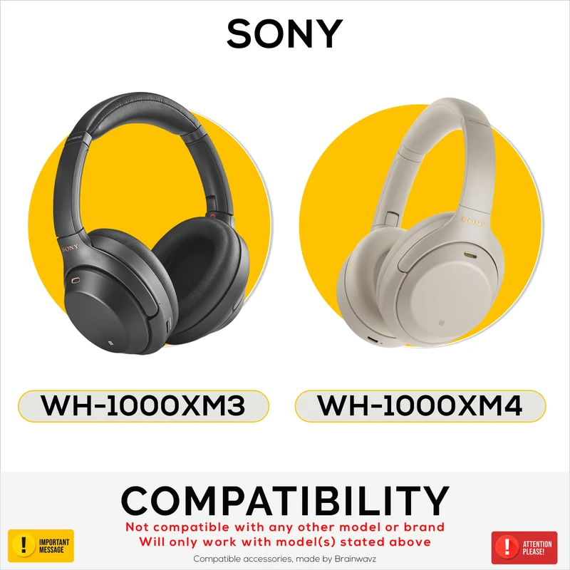 Ensemble de protections en silicone pour casque Sony WH-1000XM3 et WH1000XM4 : protections pour arceau et coussinets d’oreille, résistantes à la transpiration et à la poussière, antidérapantes et faciles à installer.