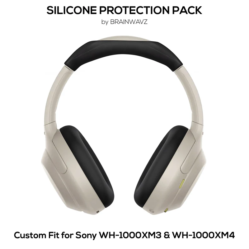 Ensemble de protections en silicone pour casque Sony WH-1000XM3 et WH1000XM4 : protections pour arceau et coussinets d’oreille, résistantes à la transpiration et à la poussière, antidérapantes et faciles à installer.