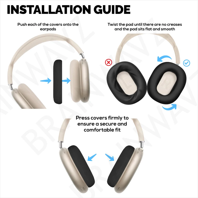 Coussinets de protection en silicone pour écouteurs Apple AirPods Max – Imperméables, résistants à la transpiration et à la poussière, antidérapants et faciles à installer