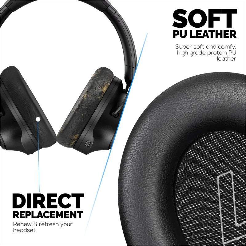 Coussinets de rechange pour casque sans fil supra-auriculaire HyperX Cloud Mix 2. Cuir PU protéiné de haute qualité et mousse souple pour un confort et une durabilité accrus.