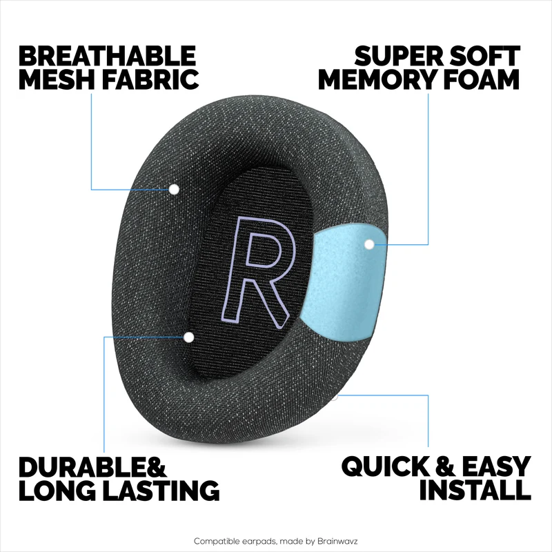 Coussinets d'oreille en tissu mesh pour casque Logitech G522 Lightspeed, tissu mesh respirant et mousse à mémoire de forme haute qualité - Plus épais, plus confortables et plus durables