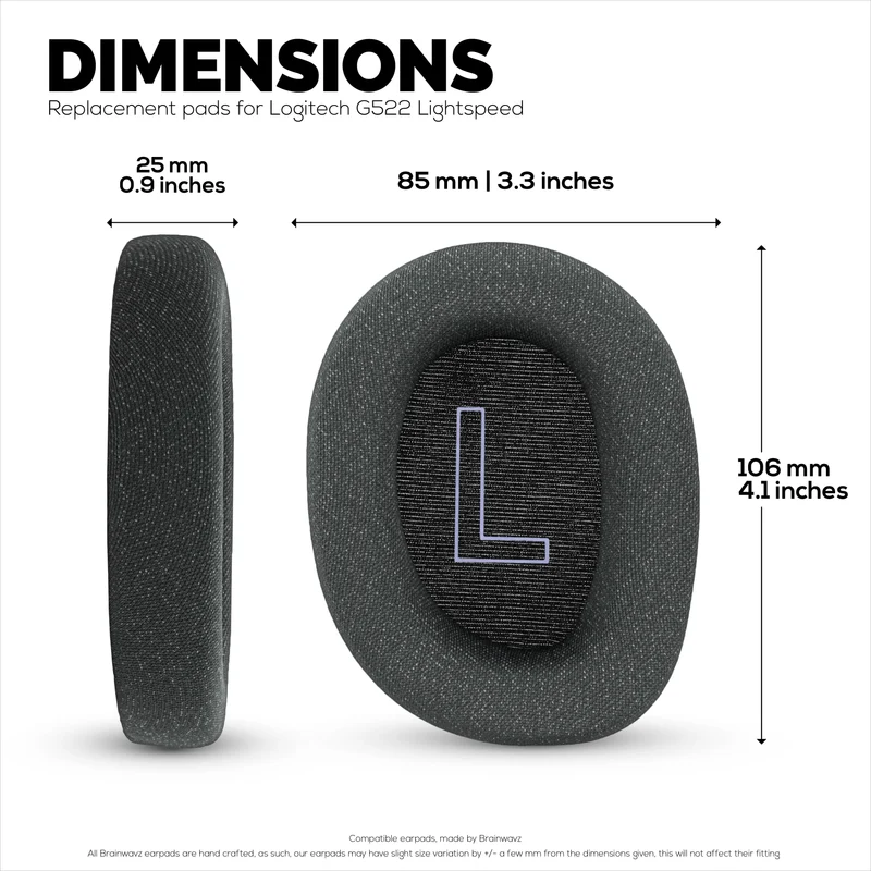 Coussinets d'oreille en tissu mesh pour casque Logitech G522 Lightspeed, tissu mesh respirant et mousse à mémoire de forme haute qualité - Plus épais, plus confortables et plus durables