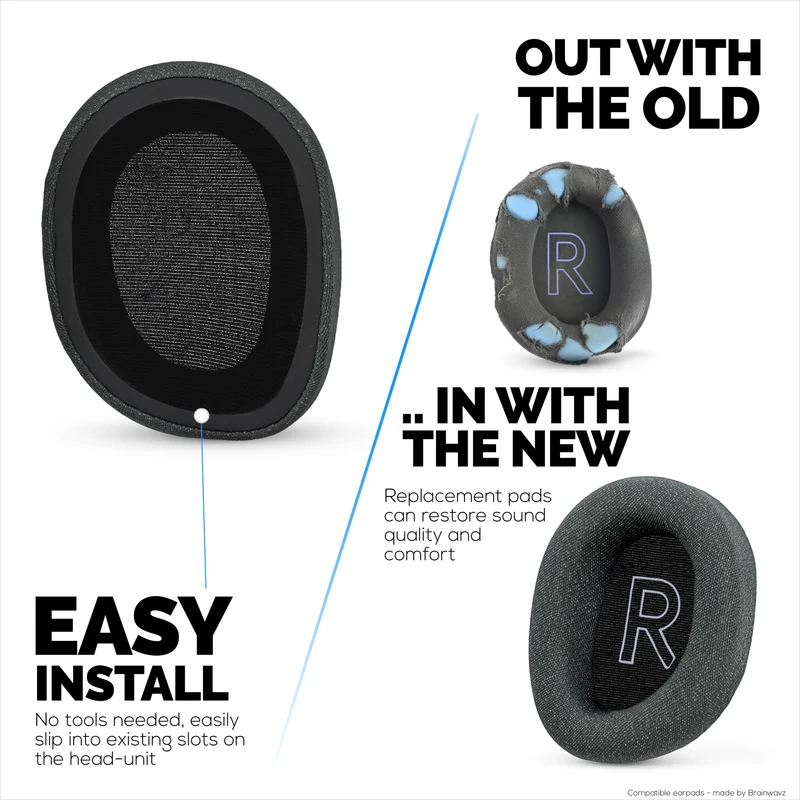 Coussinets d'oreille en tissu mesh pour casque Logitech G522 Lightspeed, tissu mesh respirant et mousse à mémoire de forme haute qualité - Plus épais, plus confortables et plus durables
