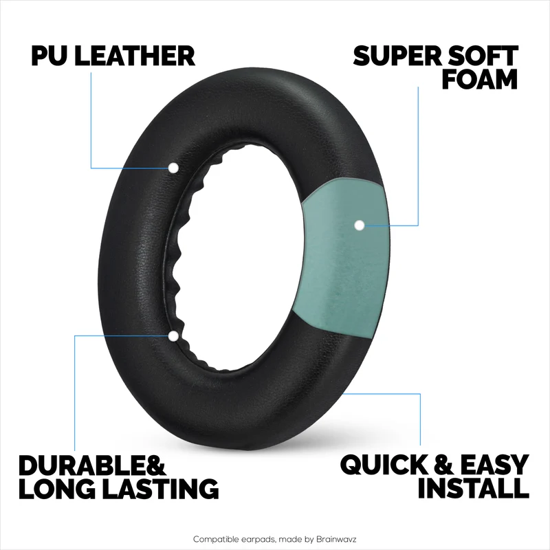 Coussinets de rechange pour casques sans fil BOSE QC Ultra Gen 1 et Gen 2. Cuir PU protéiné de haute qualité et mousse souple pour un confort et une durabilité accrus.