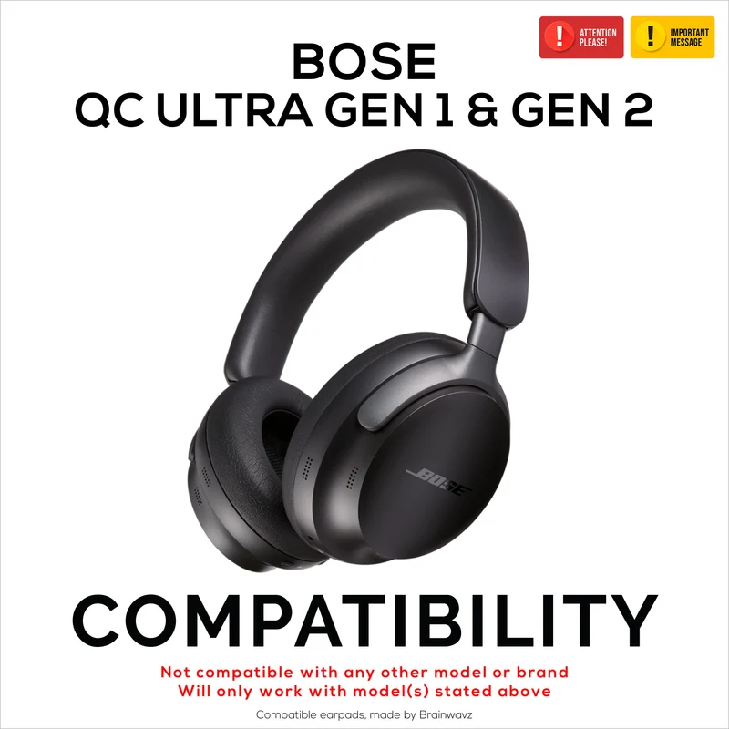 Coussinets d'oreille hybrides pour casques sans fil BOSE QC Ultra Gen 1 et Gen 2. Coussinets gaming en gel rafraîchissant avec tissu ultra-doux et mousse à mémoire de forme épaisse.