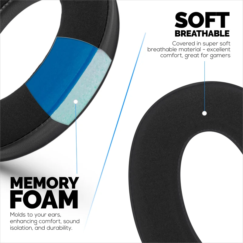 Coussinets hybrides pour casques Sennheiser HD598 (CS/SE/SR) HD599 HD558 HD518 HD595 HD569 HD579 HD560 HD555 HD515 HD559. Coussinets gaming en gel rafraîchissant et mousse à mémoire de forme épaisse.