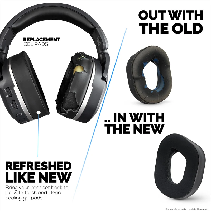 Coussinets d'oreille hybrides pour casques sans fil Turtle Beach Stealth 700 Gen 2 et Stealth 700 Gen 2 MAX. Coussinets gaming en gel rafraîchissant, tissu ultra-doux et mousse à mémoire de forme épaisse.