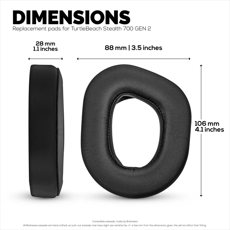 Coussinets d'oreille de rechange pour casques sans fil Turtle Beach Stealth 700 Gen 2 et Stealth 700 Gen 2 MAX. Cuir PU souple à mémoire de forme de haute qualité.