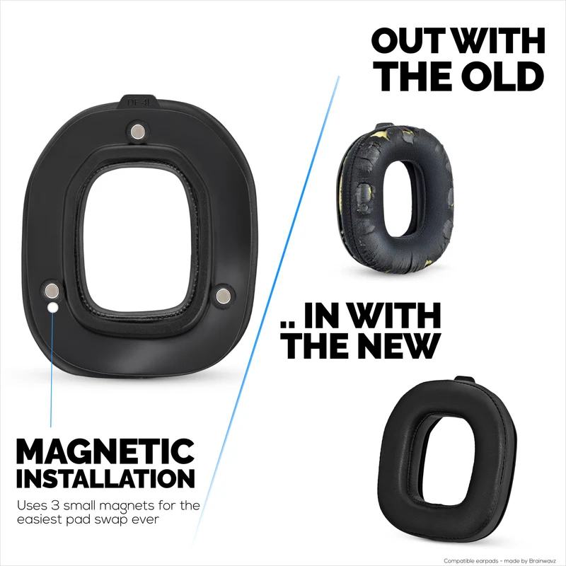 Coussinets d'oreille de rechange pour casques Logitech Astro A50 GEN4, A50 GEN5 et A50X. Cuir PU souple et mousse à mémoire de forme haute densité.