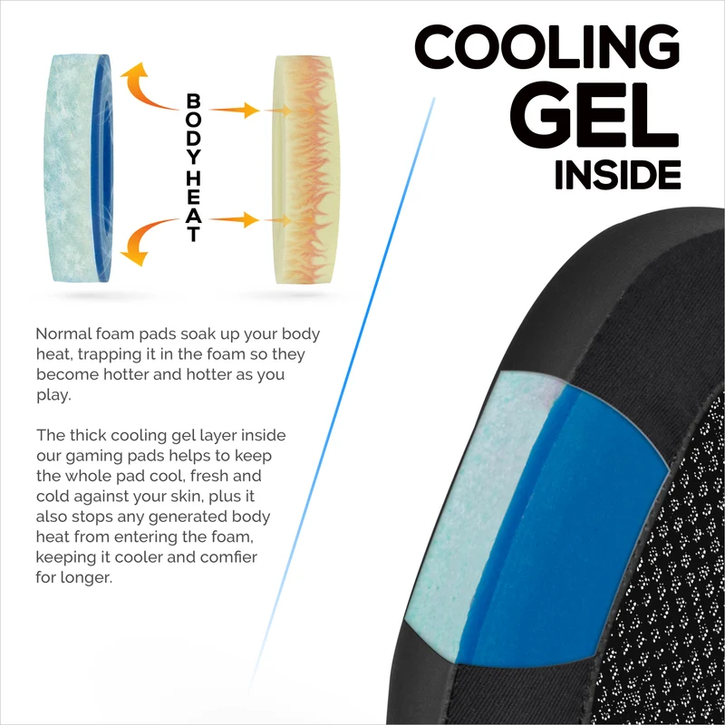 Coussinets d'oreille hybrides pour casques Logitech G933, G35, G930, G933S, G935, G633, G633S, G635, G533, G430, G431, G432, G433 et autres. Coussinets gaming en gel rafraîchissant.