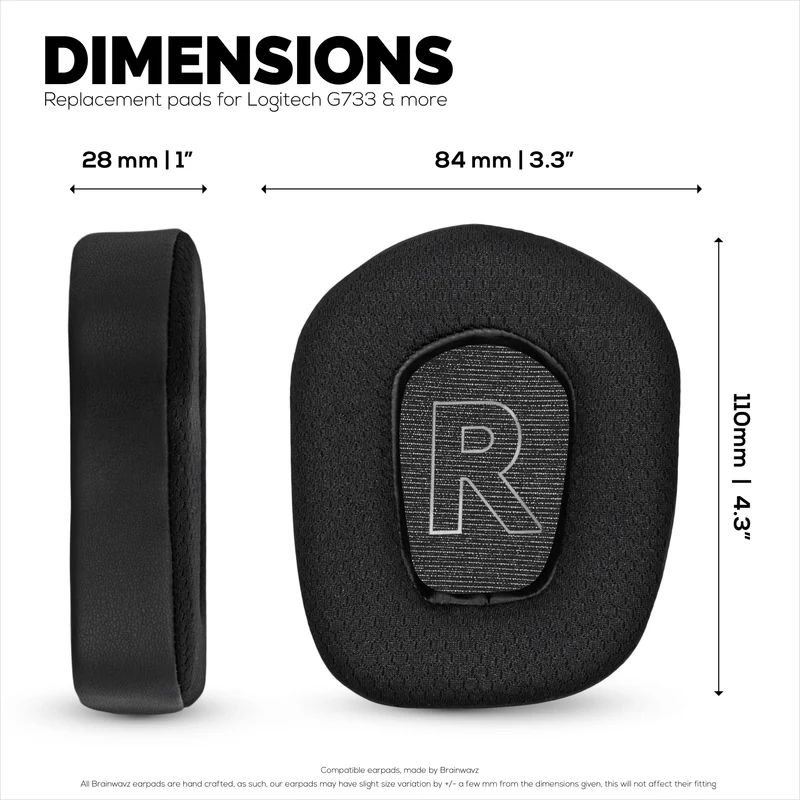 Coussinets d'oreille hybrides pour casques Logitech G733, G335 et G535 : gel rafraîchissant, tissu ultra-doux et mousse à mémoire de forme plus épaisse.