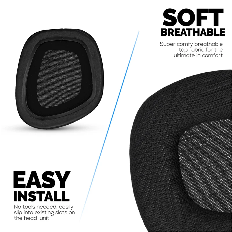 Coussinets d'oreille en tissu mesh pour casques Corsair Void RGB Elite Wireless, RGB Elite USB et Elite Surround : tissu mesh respirant et mousse à mémoire de forme haute qualité.