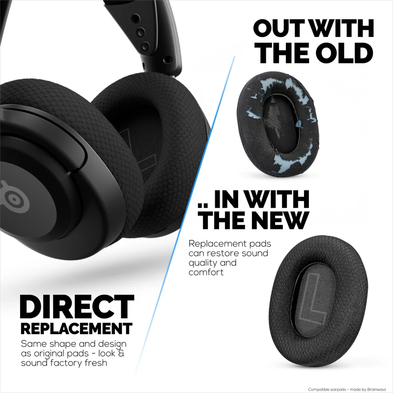 Coussinets d'oreille en tissu pour casques Steelseries Arctis Nova Series 1/P/X, 3, 5/P/X, 7/P/X, PRO et PRO pour Xbox, en maille respirante et mousse à mémoire de forme haute densité.
