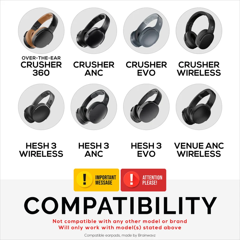 Coussinets hybrides pour casques Skullcandy Crusher Wireless, Hesh 3/ANC/EVO, Venue ANC et autres. Coussinets gaming en gel rafraîchissant avec tissu ultra-doux et mousse à mémoire de forme épaisse.