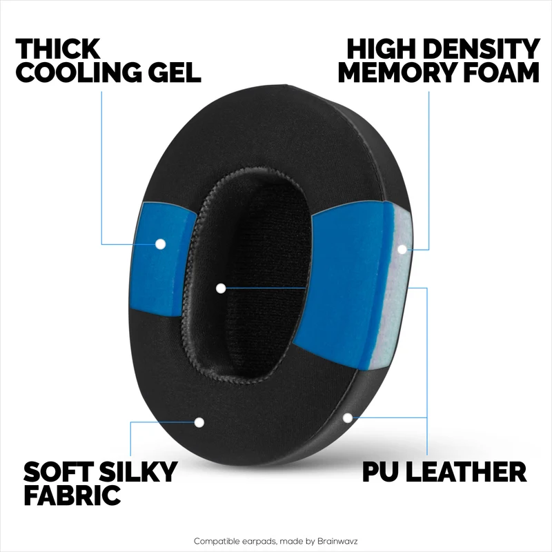Coussinets hybrides pour casques Skullcandy Crusher Wireless, Hesh 3/ANC/EVO, Venue ANC et autres. Coussinets gaming en gel rafraîchissant avec tissu ultra-doux et mousse à mémoire de forme épaisse.