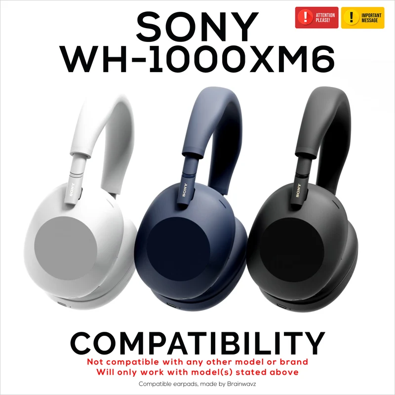 Coussinets de rechange pour casque Sony WH-1000XM6 - Coussinets en similicuir souple - Installation facile