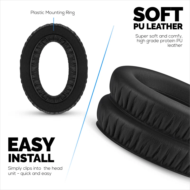 Coussinets de rechange pour casques Sennheiser HD600, HD650, HD660S, HD525, HD535, HD545 et Massdrop HD58X, HD6XX - Coussinets souples en cuir protéiné PU avec mousse souple