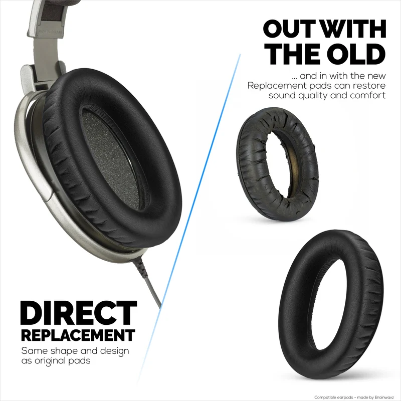 Coussinets de rechange pour casques Sennheiser HD600, HD650, HD660S, HD525, HD535, HD545 et Massdrop HD58X, HD6XX - Coussinets souples en cuir protéiné PU avec mousse souple