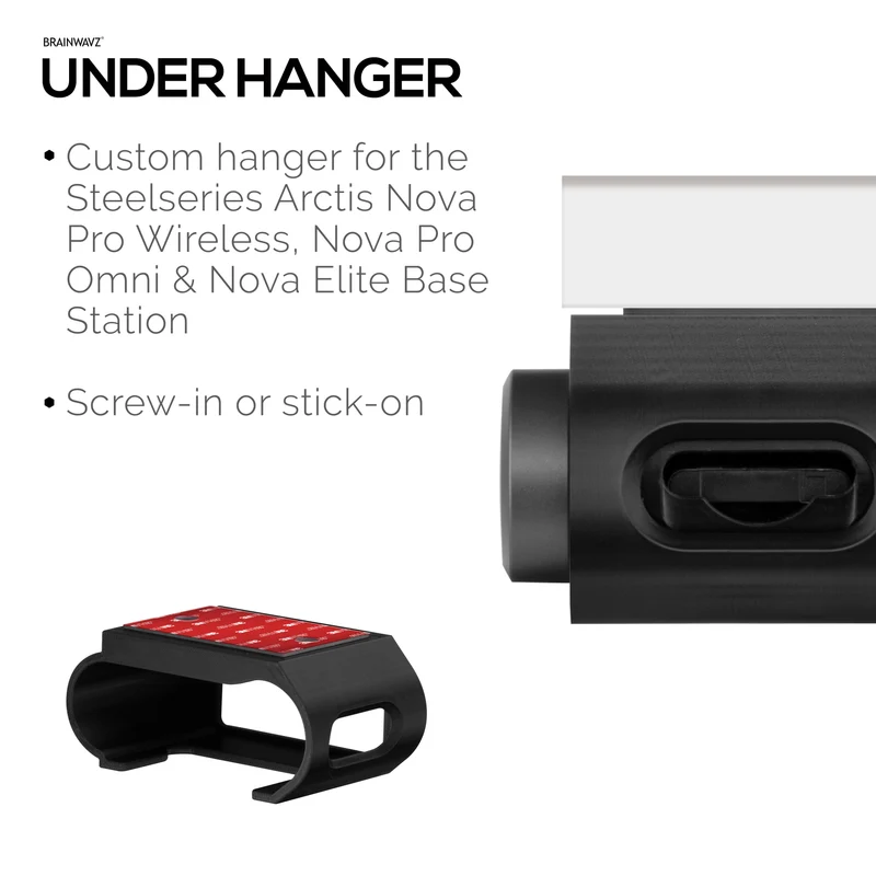 Support sous bureau pour casque SteelSeries Arctis Nova Pro Wireless, station de base Nova Pro Omni et Nova Elite : fixation sécurisée, installation facile avec vis ou ruban adhésif VHB