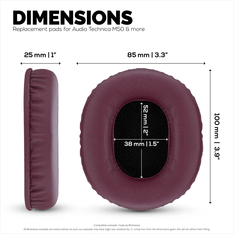 Coussinets de rechange pour casques Audio-Technica ATH-M50X, M50xBT, M50RD, M40X, M30X et M20X. Cuir PU souple avec mousse à mémoire de forme pour plus de confort et de durabilité.