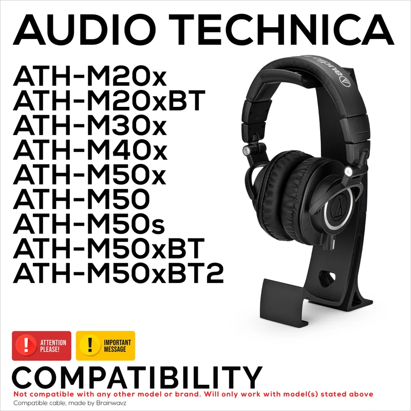 Coussinets de rechange en peau de mouton pour casques Audio Technica ATH-M50X, M50xBT, M50RD, M40X, M30X et M20X. Cuir véritable souple et mousse à mémoire de forme.