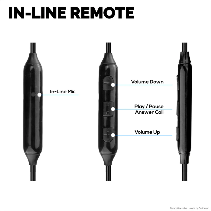 Câble audio de remplacement compatible avec les modèles AKG K430, K450, K451, K452, K480 et Q460 – Télécommande intégrée avec micro, volume, lecture/pause – 1.5 m/60 po