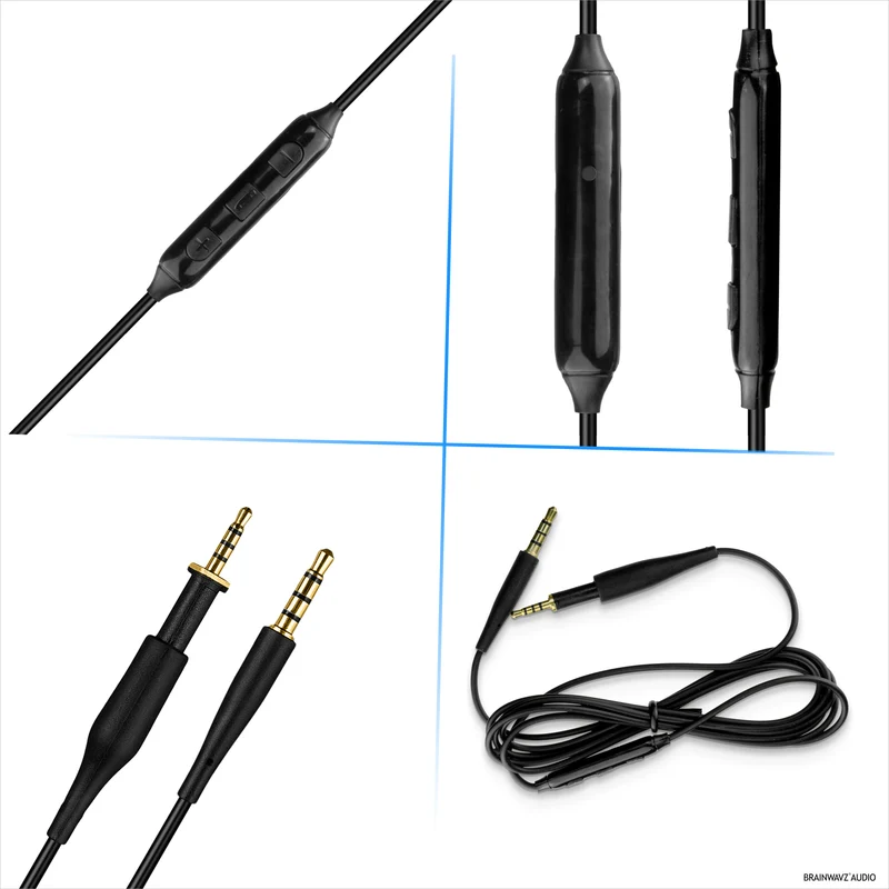 Câble audio de remplacement compatible avec les modèles AKG K430, K450, K451, K452, K480 et Q460 – Télécommande intégrée avec micro, volume, lecture/pause – 1.5 m/60 po