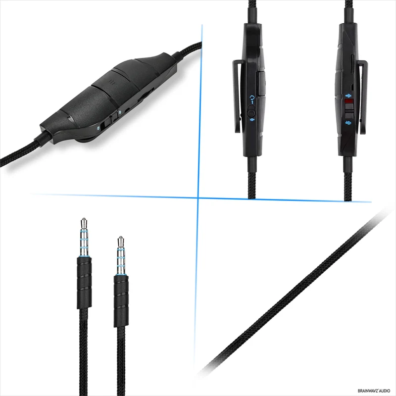 Câble audio de remplacement compatible avec Logitech G633, G635, G933, G935 – Micro/télécommande en ligne avec sourdine et contrôle du volume – Cordon de casque de jeu tressé en nylon