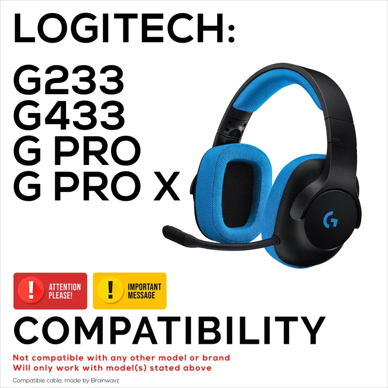 Câble audio de remplacement compatible avec Logitech G Pro, G Pro X, G433, G233 – Télécommande intégrée avec contrôle du volume et du silence