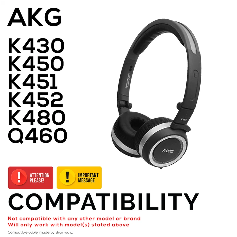 Câble audio de remplacement compatible avec les modèles AKG K430, K450, K451, K452, K480 et Q460 – Télécommande en ligne