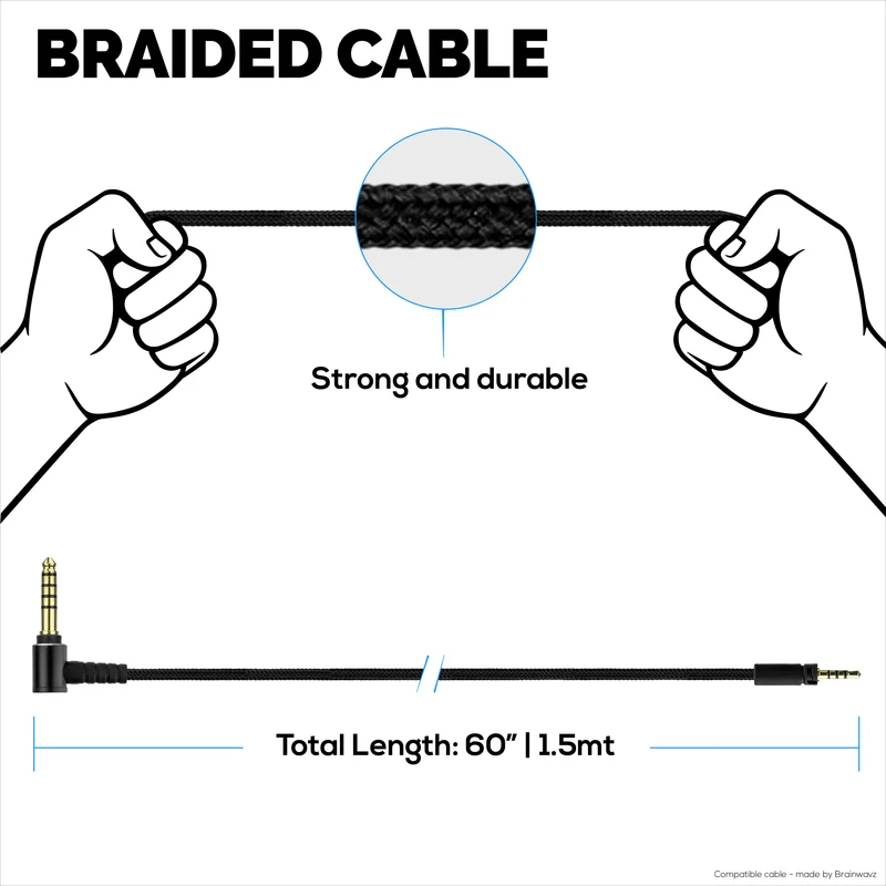 Câble audio symétrique compatible avec les casques Sennheiser Momentum – Connecteurs Twist-Lock 2.5 mm vers jacks symétriques TRRRS plaqués or 4.4 mm