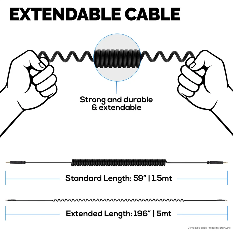 Câble audio spiralé de remplacement compatible avec Sony WH-1000XM5, 1000XM4, 1000XM3, 1000XM2, XB910N, CH700N, CH710N, MDR-XB950BT, XB950N1, 1000X