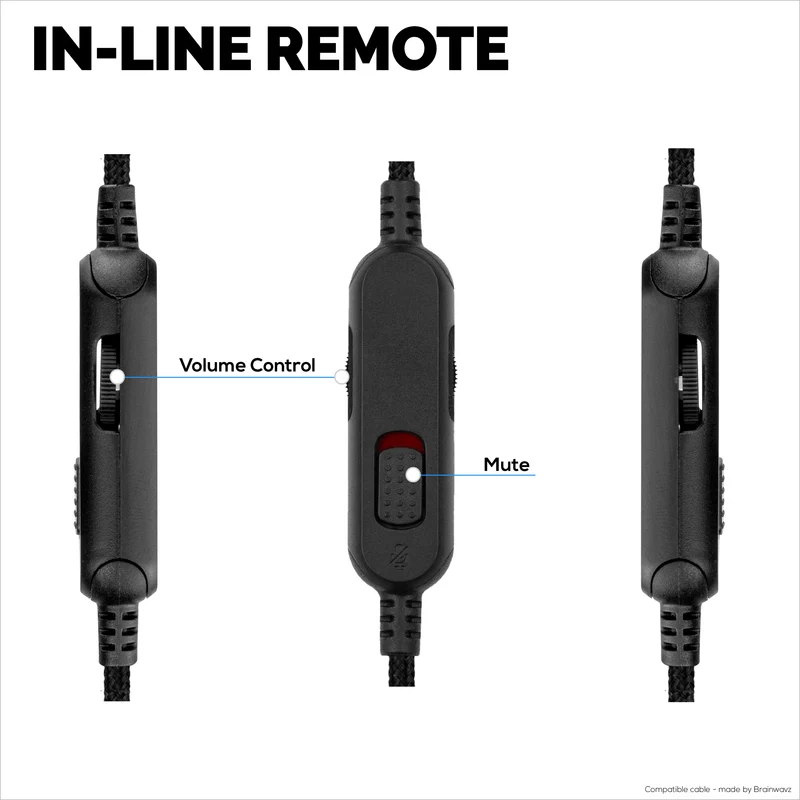 Câble audio de remplacement compatible avec les casques Kingston HyperX Cloud Mix et Cloud Alpha – Télécommande intégrée avec contrôle du volume et du silence – Cordon en nylon tressé avec connecteurs plaqués or