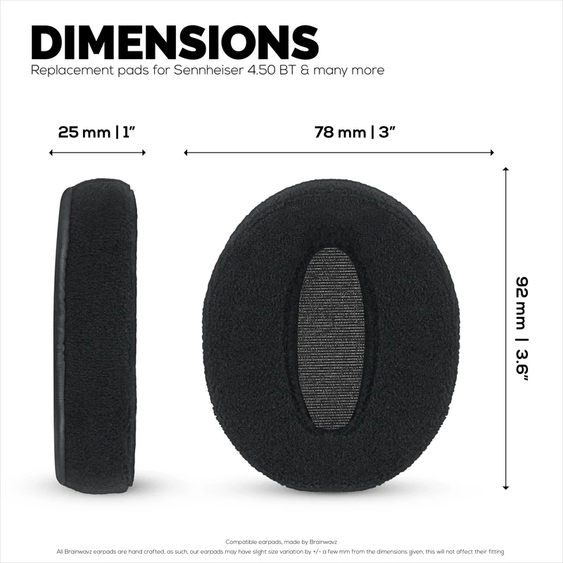 Coussinets d'oreille de rechange en velours pour casques Sennheiser HD4.50BT, HD4.50BTNC, HD450BT, HD4.50SE, HD4.40BT, HD4.30G, HD4.20S, HD458BT, HD450, HD400S et HD350BT. Velours doux et à mémoire de forme.