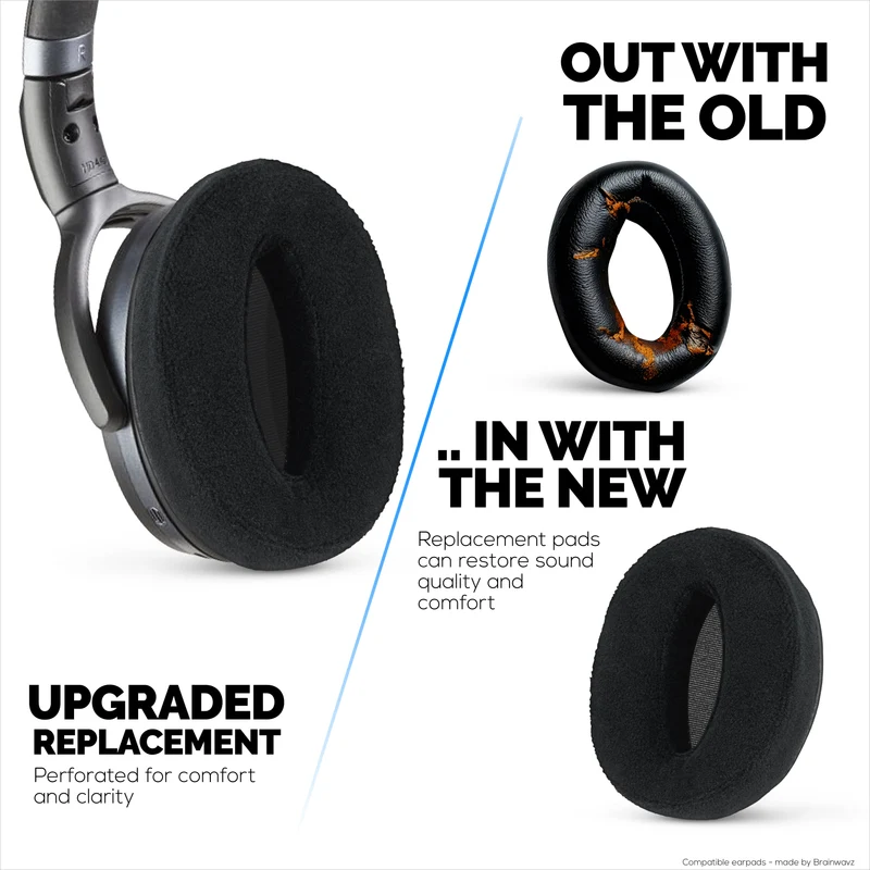 Coussinets d'oreille de rechange en velours pour casques Sennheiser HD4.50BT, HD4.50BTNC, HD450BT, HD4.50SE, HD4.40BT, HD4.30G, HD4.20S, HD458BT, HD450, HD400S et HD350BT. Velours doux et à mémoire de forme.